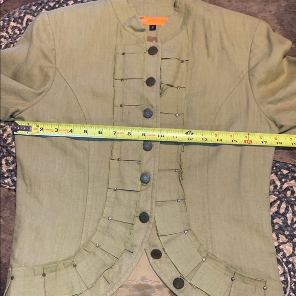 Women's Cynthia Steffe Victorian Inspired Linen Jacket with Button Detailing - Picture 11 of 13
